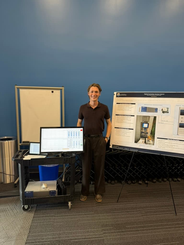 Poster symposium demonstrating a standalone power-plant setup at the digital exciter cabinet controller
